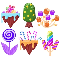 Candyland Theme Dessert And Sweet Trees Transparent Sticker